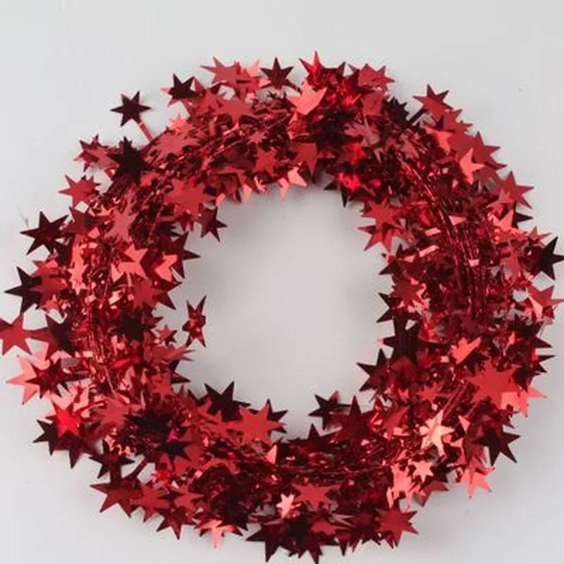 2Pcs Christmas Tree Pendant Wire Glitter Five-pointed Star Garland Home Decoration with Pull Flower Zipper Leaf