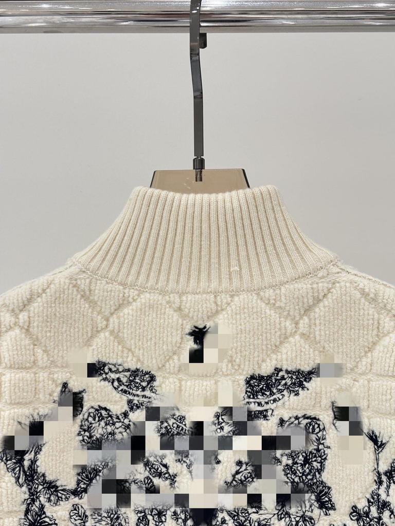 Hochwertige Version 25 karierter gestickter Schmetterling Strickjacke mit Reißverschluss und Stehkragen für den frühen Herbst