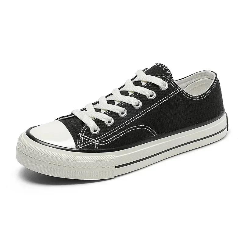 Fashion New Arrival Summer Fashion Women Flats Shoes All Black White Red Casual Shoes Womens Canvas Sneakers Lace-Up Shoes