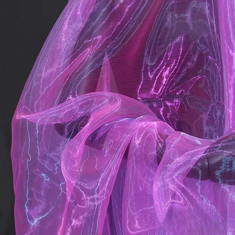 100x150cm Gradient Flashing Colorful Organza Tull Fabric for Designer Styling Shiny Dress Clothes Accessories Stage Decor