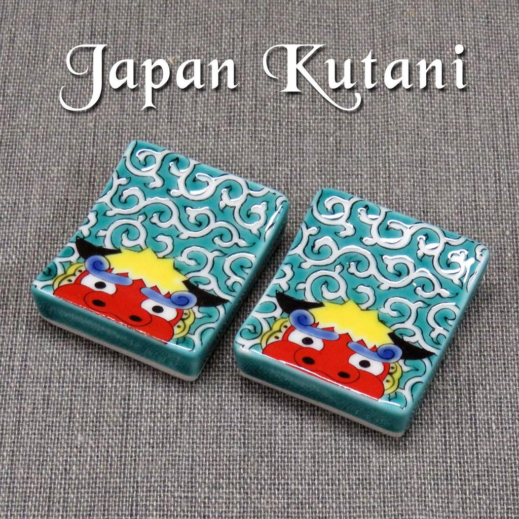 Stylish Kutani Ware Chopstick Rest Pair Set with Lion Dance Ceramic Cutlery Made In Japan Design, Rest,