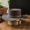 Pure Wool Top Hat Pork Pie Jazz Hat British Style Fashion Flat Top Felt Hat