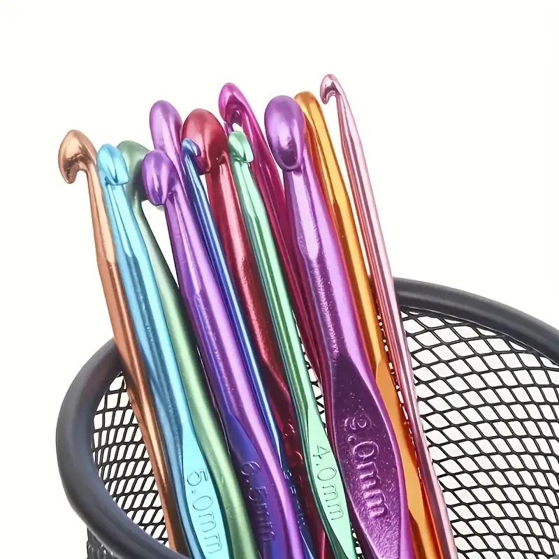 16pcs Metal Handle Crochet Hook Colorful Aluminum Knitting Needles Single Head Crochet Knitting Yarn Crafts DIY Apparel Needles