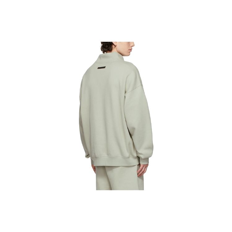 Fear of God Essentials FW21 Mock Neck Fleece Sweatshirt Unisex Tops Green Concrete FOG-FW21-110