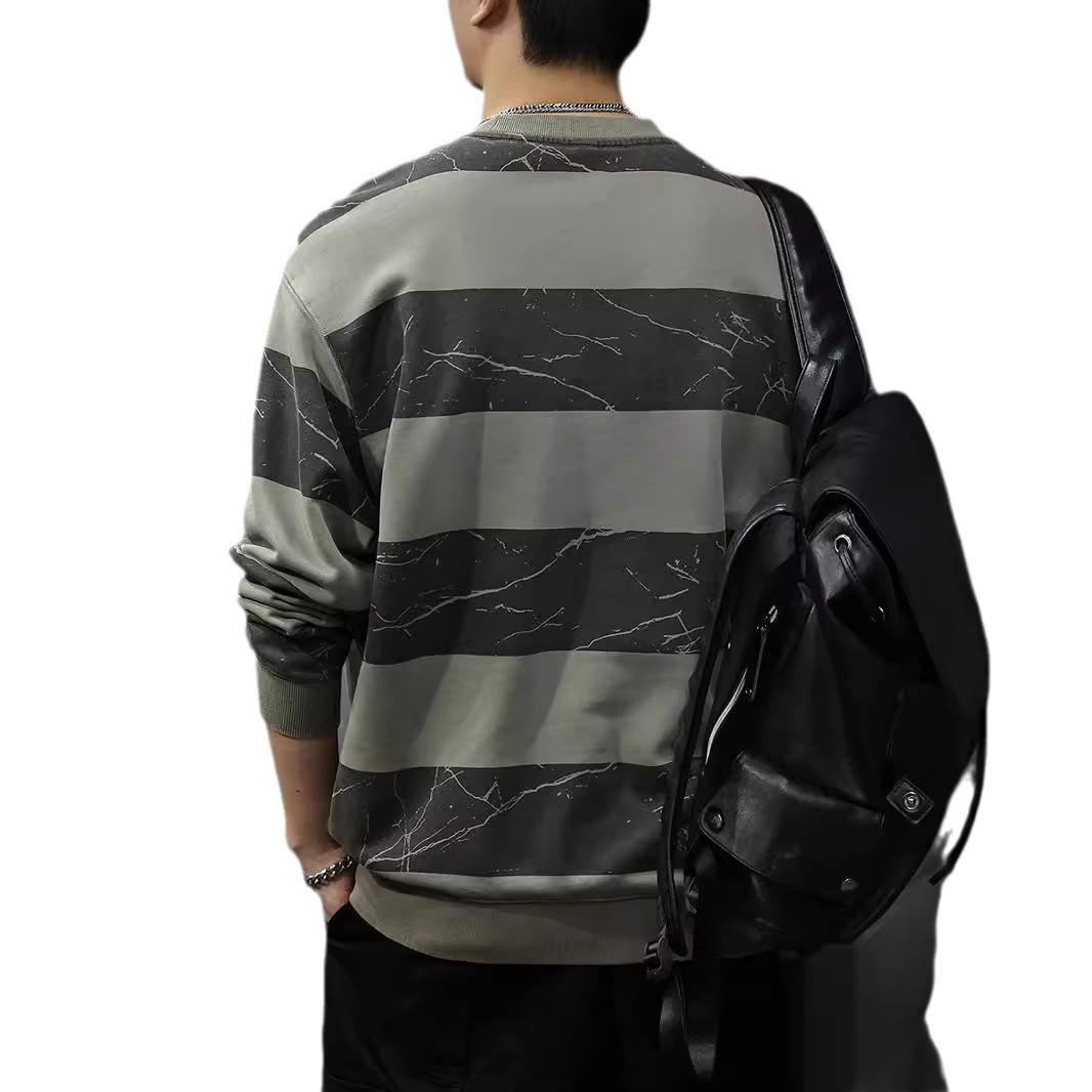 Осенний дизайн Sense Crack Old Striped Sweater Мужская тяжелая свободная футболка — фото 6
