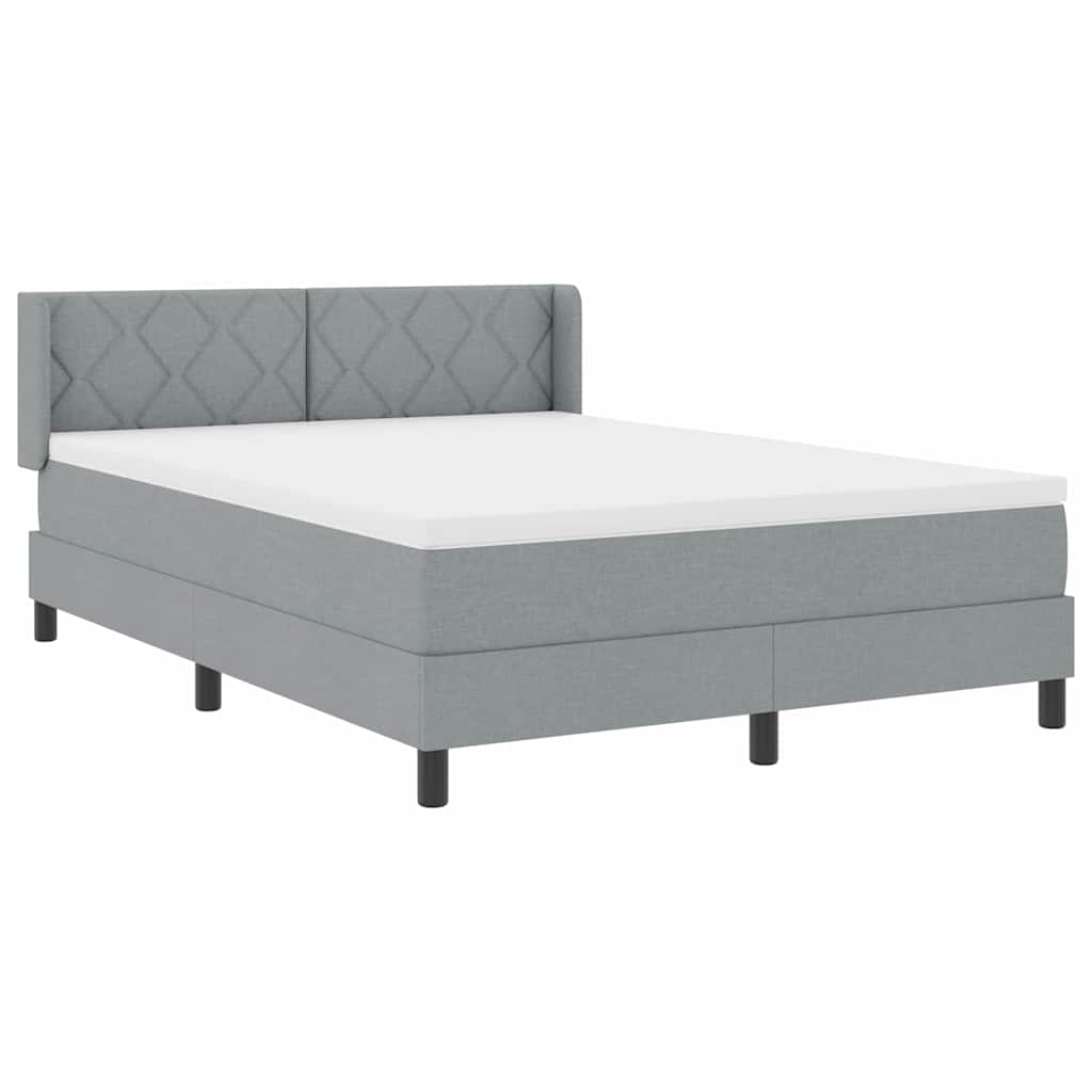 Box Spring Bed with Headboard Light Grey 200 x 140 cm Fabric