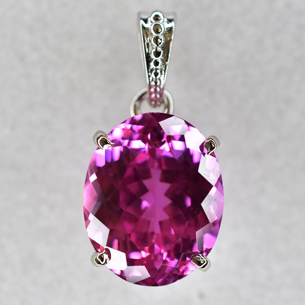 A+ Quality Pink Tourmaline Natural Pendant 925 Sterling Silver 28 Ct CERTIFIED AI-09-NS