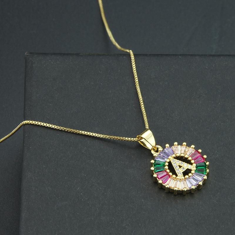 European and American simple 26 letter necklace directly from the manufacturer color zirconium English temperament pendant necklace wholesale