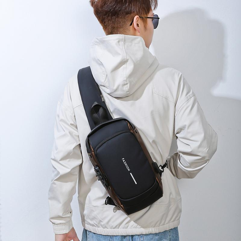 Męska wielofunkcyjna antykradzieżowa torba na ramię USB Crossbody Bag Travel Sling Bag Pack Messenger Pack Chest Bag