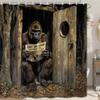 Funny Gorilla Printed Shower Curtain Fancy Humor Chimpanzee Reading Newspaper For Bathroom Decor
