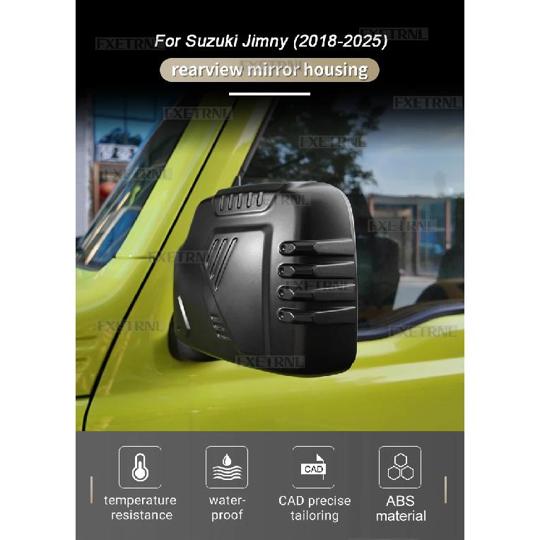 For Suzuki Jimny JB64 JB74 2018 2019 2020 2021 2022 2023 2024 2025 Matte black Car Rearview Mirror Trim Cover LHD RHD ABS 1Pair