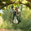 Durable Acrylic Decor Stained Glass Style Skeleton Fairy Window Hanging Suncatcher, Decorative Ornament with Butterfly Wings Yard Accents for