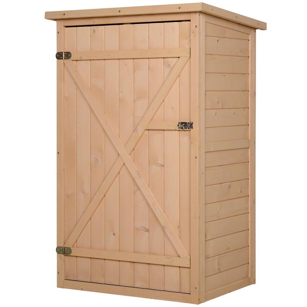 Wooden Small Shed, Garden Storage Shed with Shelves and Bolt Latch, 75L x 56W x115H cm, Natural