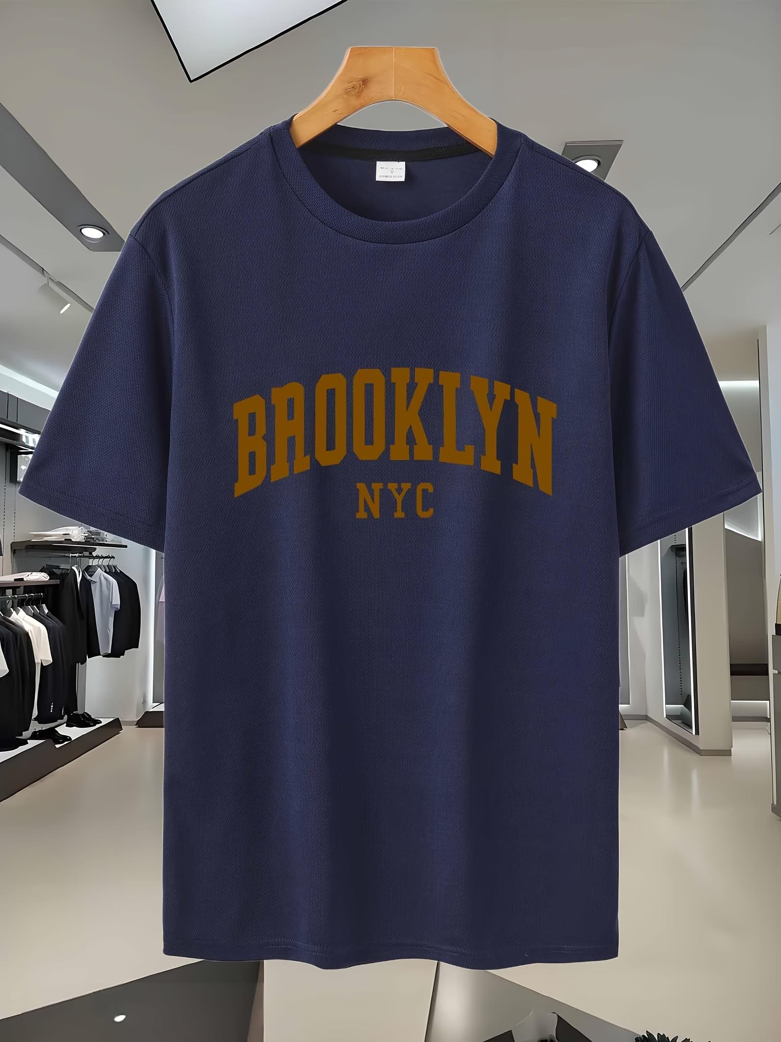 Brooklyn NYC  Mesh Breathable T-shirt - Casual Summer Short Sleeve XXXXL