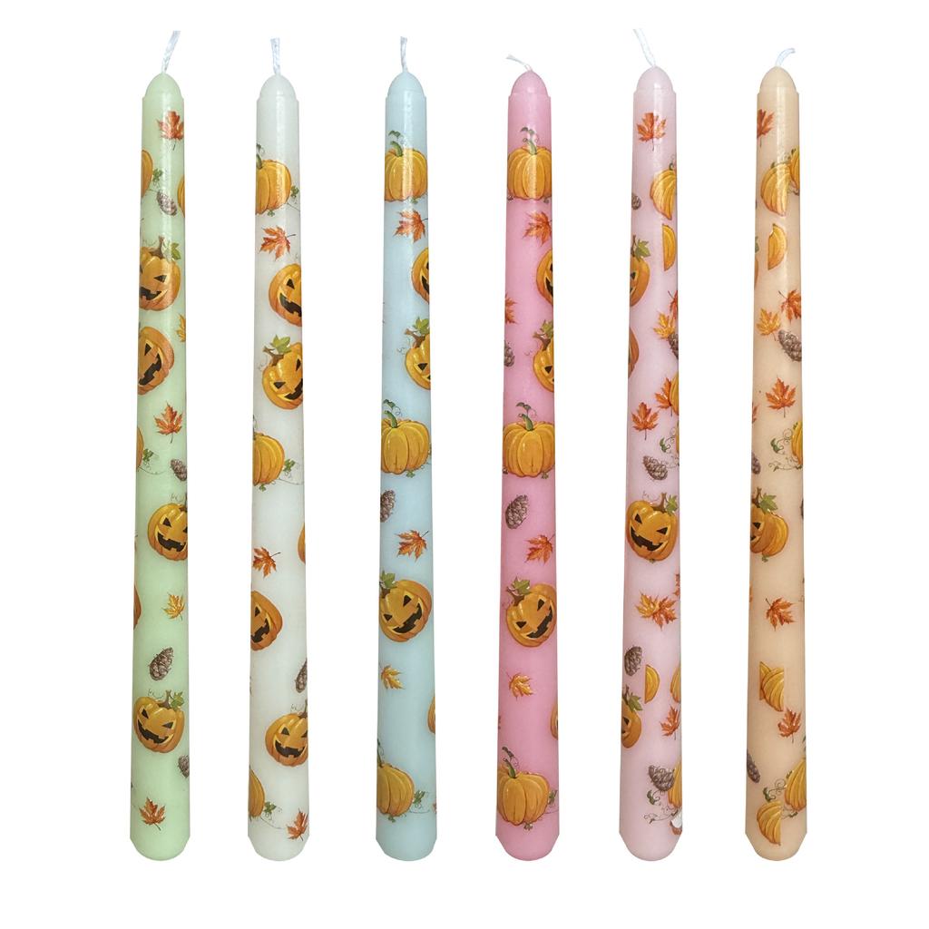 25cm Halloween Pumpkin Print Tapered Long Pole Candle Party Prop Decoration Halloween Gift