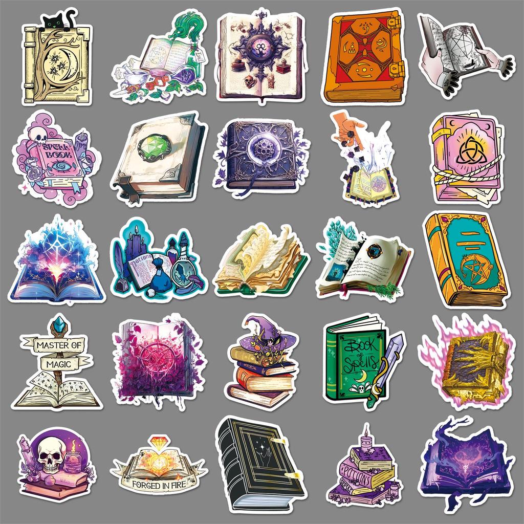 50pcs Gothic Style Halloween Stickers: Dark Retro Waterproof Decals for Journals & Notebooks
