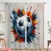 2pcs,2D plane printing Curtain Fabric Colorful Soccer Burst Versatile Durable Polyester (without rod) Gifts Use for Bedroom,