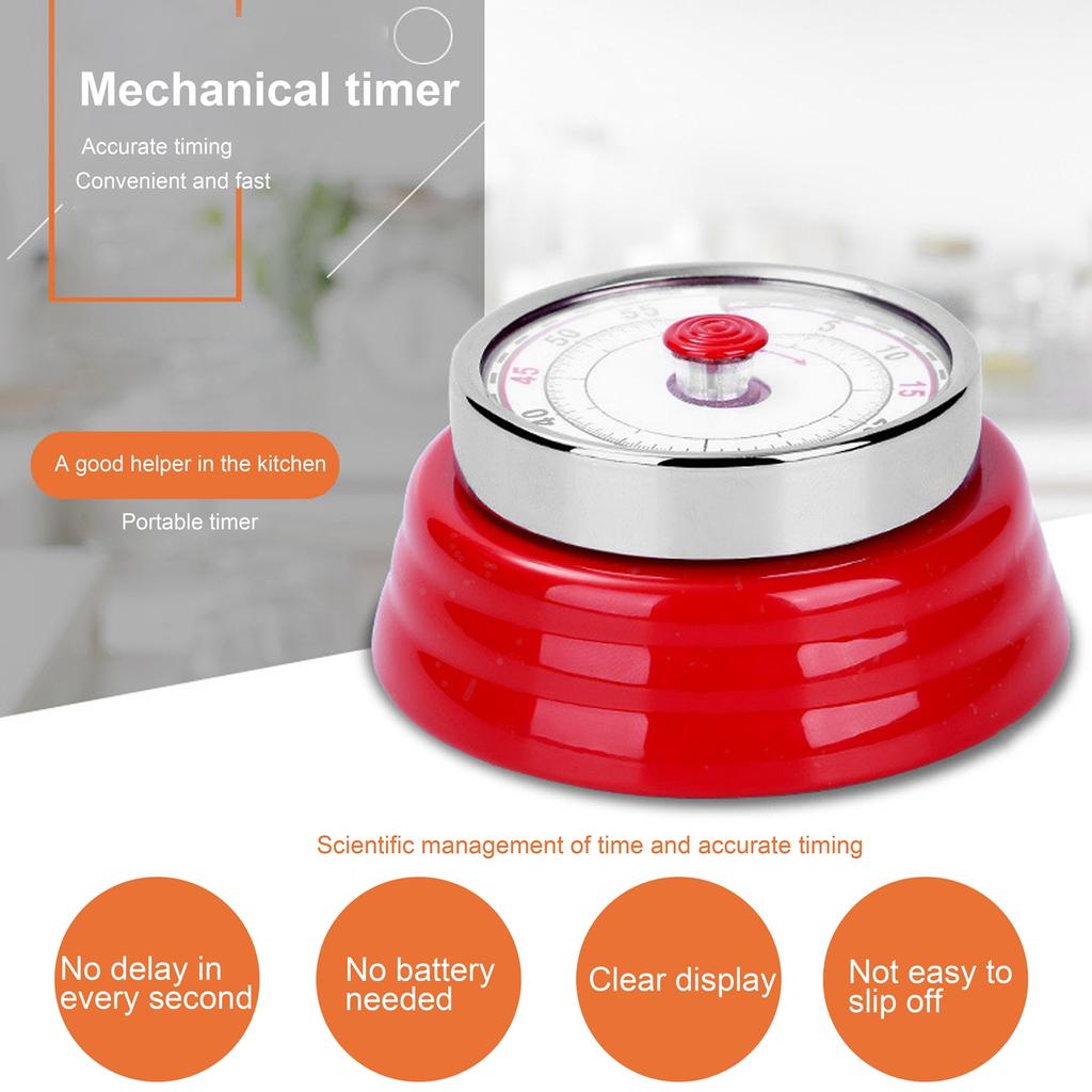 Temporizador de Cozinha Mecânico Relógio de Cozinhar Estudar Redondo Lembrete Estudante Gerenciador de Tempo