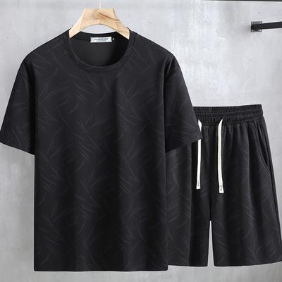 Plus Size 4XL-11XL Oversized T-shirt Summer Shorts Sets Vintage Clothes Men's 2 Pieces Set