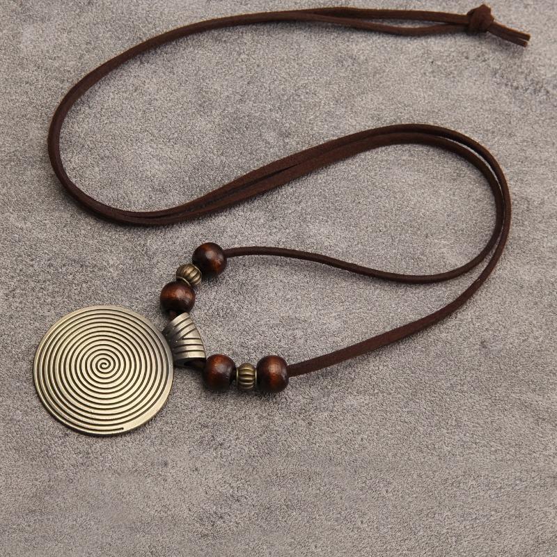 

1pc Retro Simple Alloy Beaded Necklace, Fashion Necklace Jewelry, Ethnic Style Sweater Chain Gift For Family