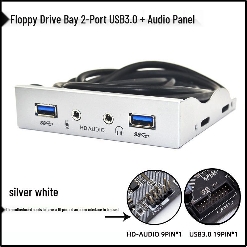 

3.5 USB 3.0 Floppy Drive Bay Audio Front Panel with 19-Pin to USB 3.0 and HD-Audio Connectivity