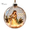 Holiday Ornaments for Bedroom Lighted Zodiac Christmas Ornament, Glowing Sign Ball with Warm LED, Xmas Tree Hanging Decorations 3D Clear Acrylic