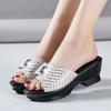 Fashion GKTINOO Summer Women‘s Slippers Sandals 2025 High Heel 5cm Fashion Platform Genuine Leather Slides Ladies Shoes Non-slip Casual