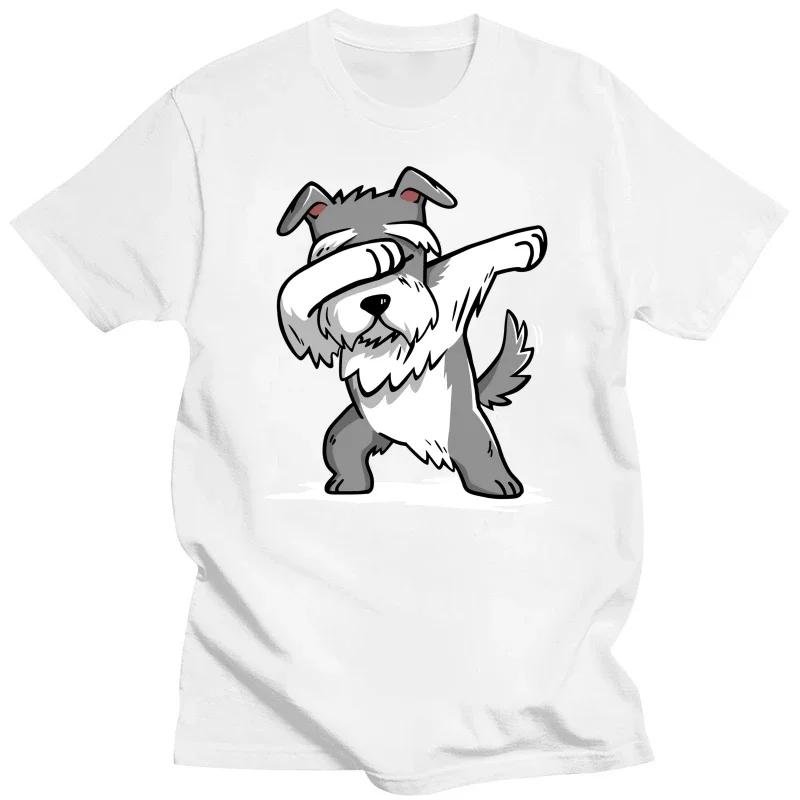 Funny Dabbing Miniature Schnauzer Dog Dad T Shirts Summer Style Graphic Cotton Streetwear Short Sleeve Birthday Gifts T-shirt#Color(1)