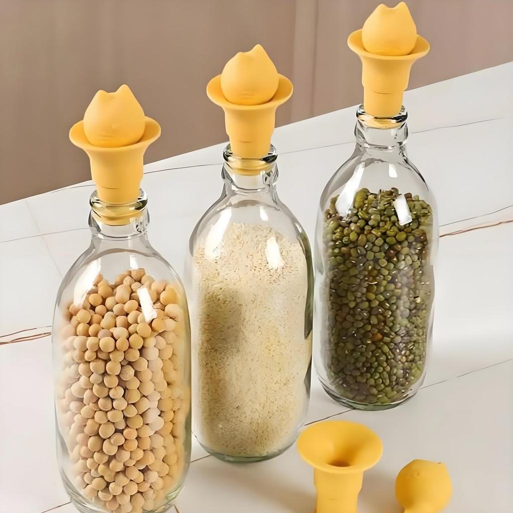 Korek do butelki z głową kota, 2-w-1 Nowatorski korek do wina z głową kota i lejek, Szczelna silikonowa uszczelka, Narzędzie do przechowywania wielokrotnego użytku do wina, oleju, octu