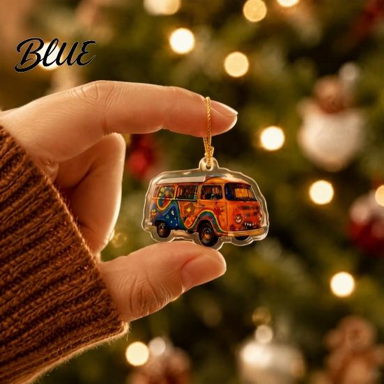 Retro RV Holiday Countdown 24-Day Camping Van Advent Calendar Acrylic Hanging Ornament Set with Desktop Christmas Display 24 Unique Designs,