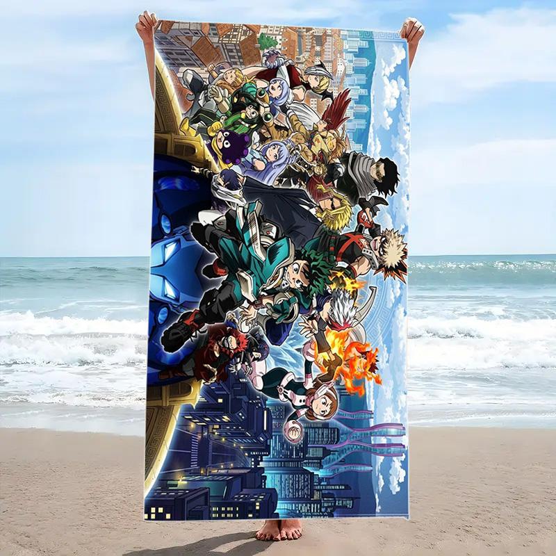 Anime Hero Academia Print Beach Towel, Large Soft Quick Dry Towel for Beach Camping Swimming