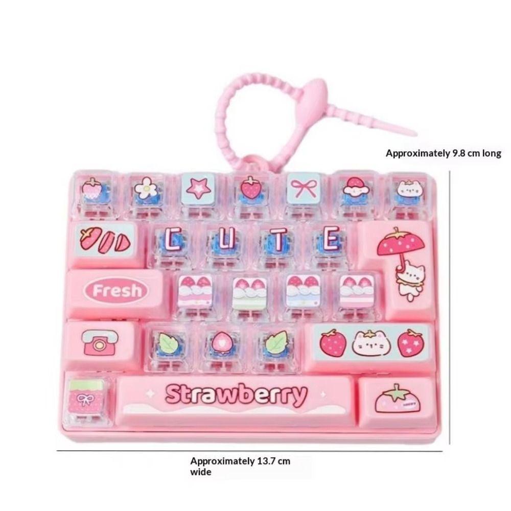 Transparent Dual-Tone Mini Keyboard Pendant 26-Key Keyboard Keychain  Desktop Decoration