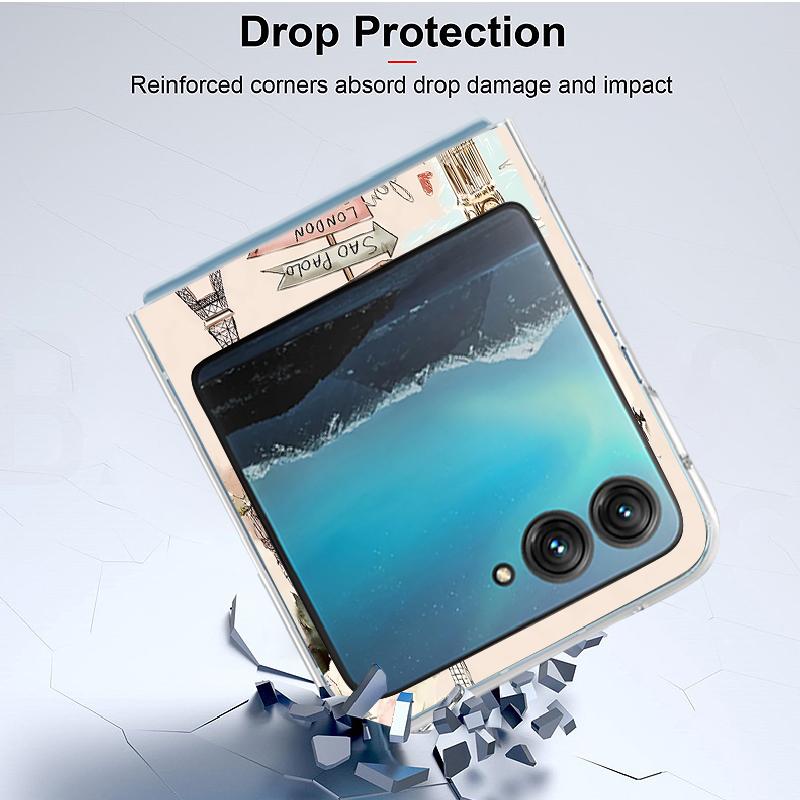 Building Mountain Pattern Phone Case For Motorola Razr 60 Ultra Razr 50 40 Ultra 60 50 40 Clear Shockproof Hard PC Folding Cover