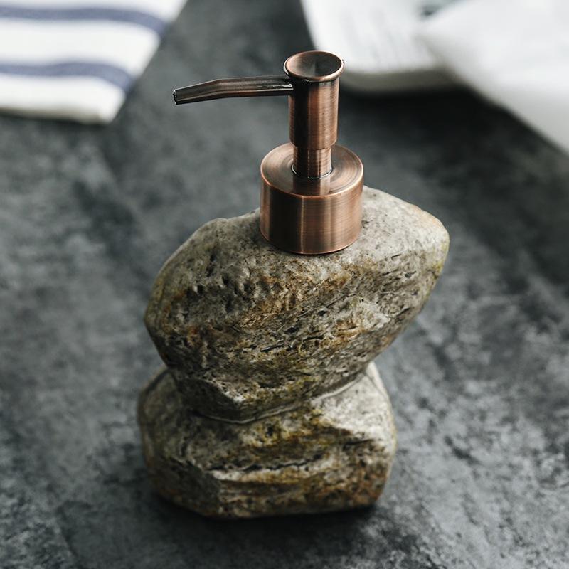 Ceramic Imitation Stone Retro Hand Sanitizer Press Bottle Hotel Bathroom Toilet Shower Gel Shampoo Lotion Sub-bottle