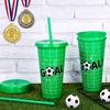 10 Pcs 24Oz Plastic Football Cups Reusable Tumbler With Lid And Straw Decorated Soccer Birthday Party Gifts For Coach Fan Men Wo