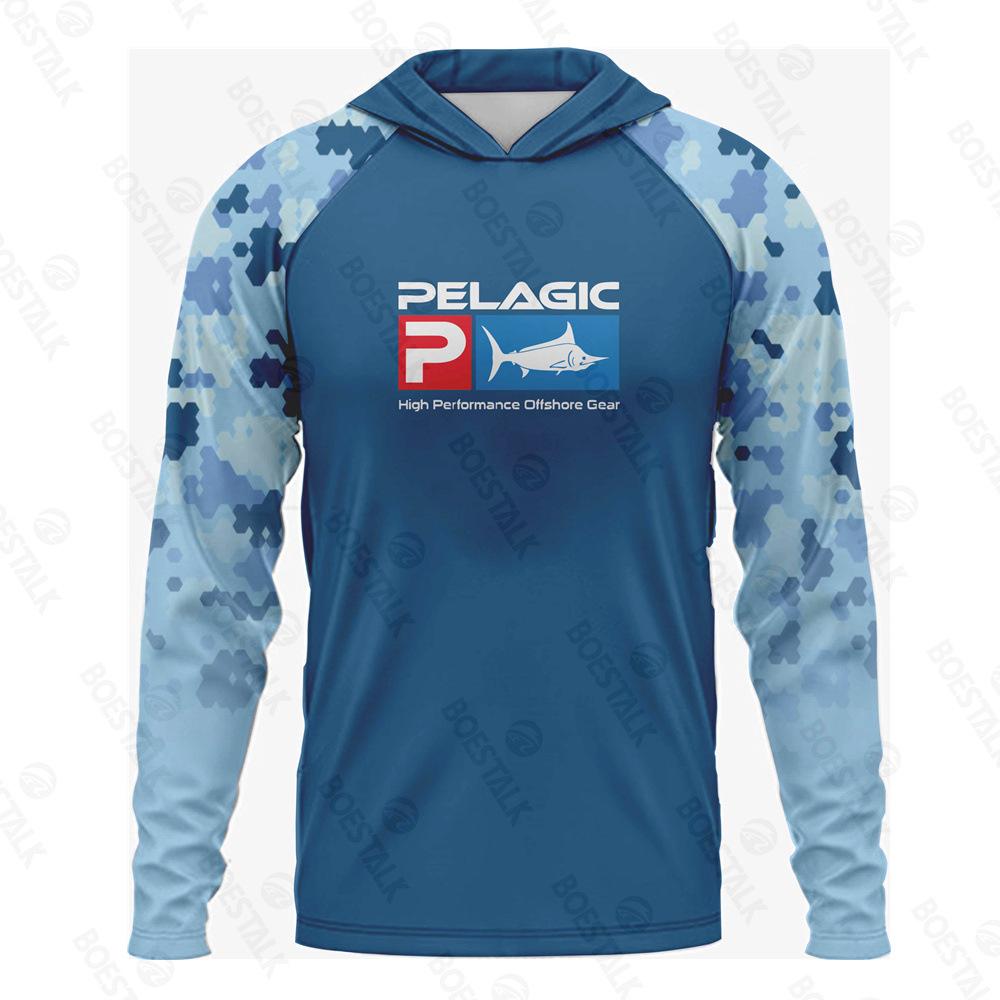 Pelagic men's and women's long-sleeved breathable sunscreen hooded fishing suit sea fishing boat fishing Luya fishing suit customization