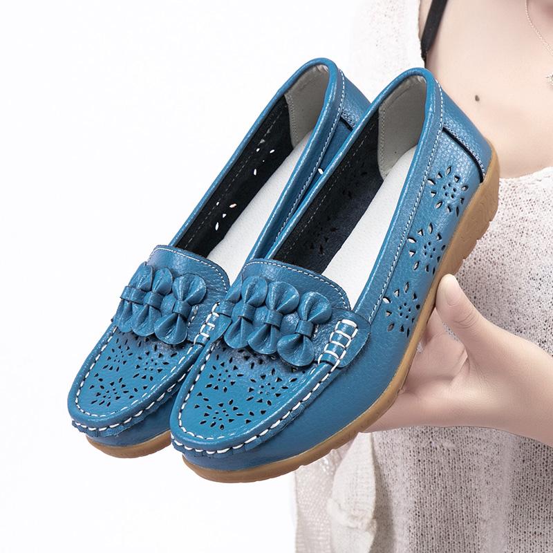 Women's Flats Moccasins Driving Shoes Casual Walking Minimalist Soft Summer Hollow Flower Shoes for Students Girl Over Sized