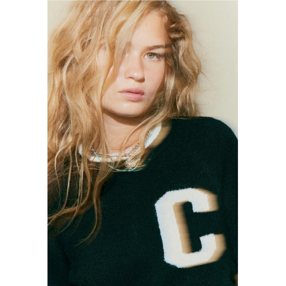 

H M jacquard knit sweater black C