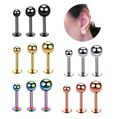 Environmental Protection Stainless Steel 2 .5 /3 /4 /5mm Steel Ball Lips Nail Lip Lip Jewelry