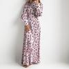 2025 Elegant Floral Lantern Sleeve Dress with Stand-up Collar for Women