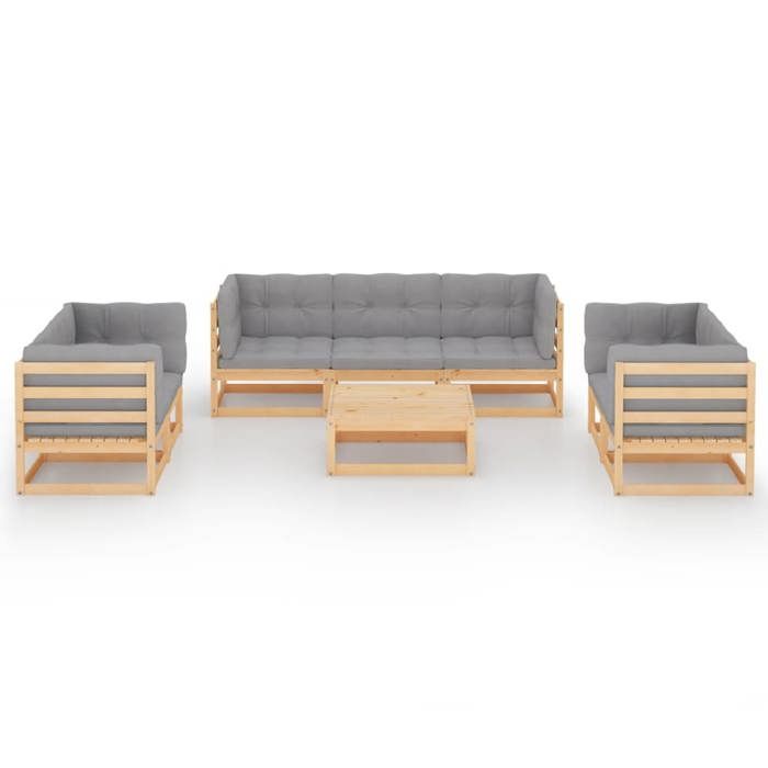 Exclusive House - 8-piece Garden Furniture Set with Cushions Solid Pine Wood
