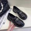 2025 Autumn New Patent Leather Loafers Soft Leather Soft Sole Doudou Low-top Single Shoes Versatile Black Popular Fashion Women's Shoes