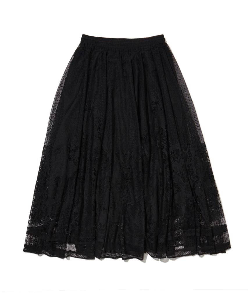 Penfield Lace Flare Long Skirt Black_Fs1Ws14F