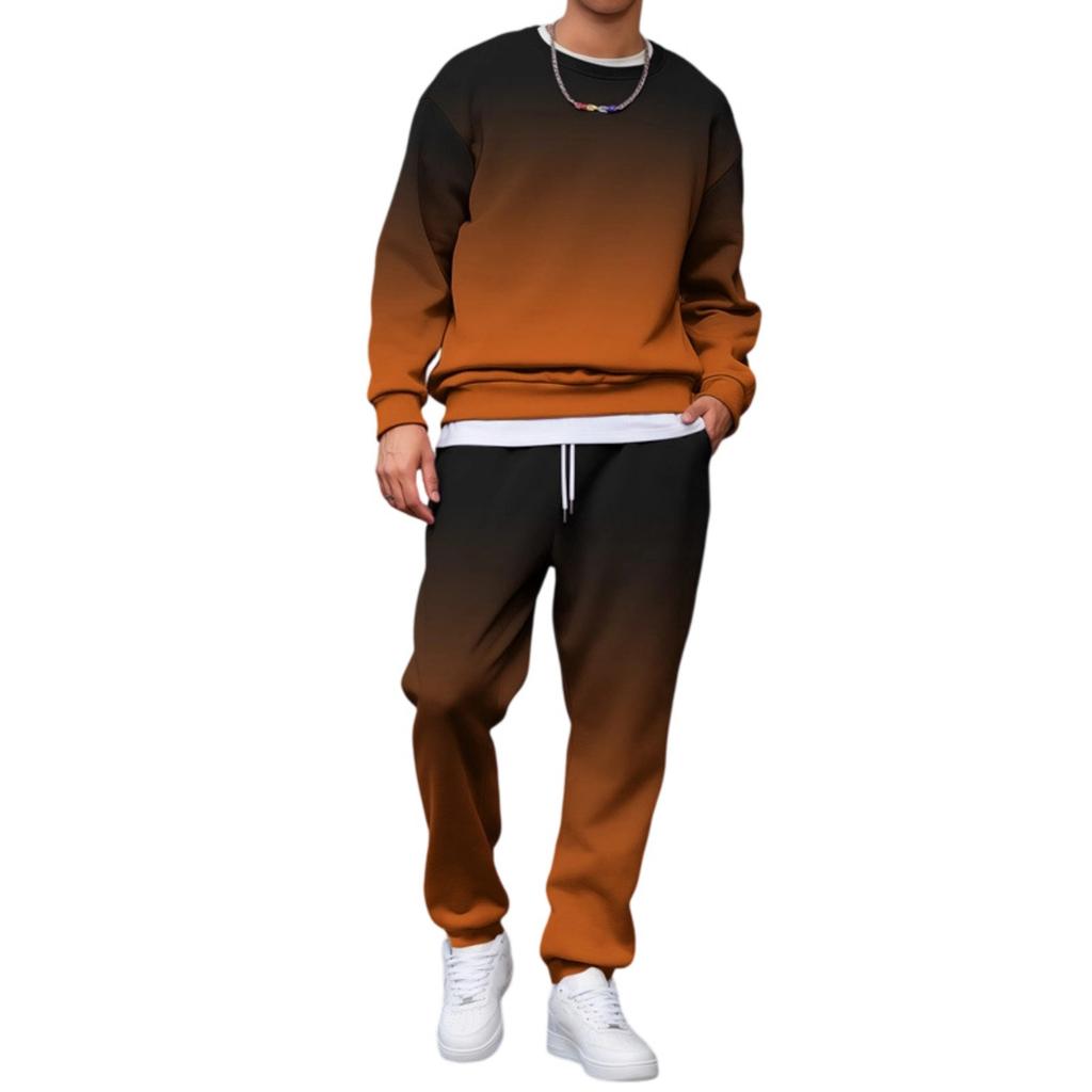 Men's Gradient Print Hoodie and Jogger Pants Set Casual Loose Fit Two Piece Outfit