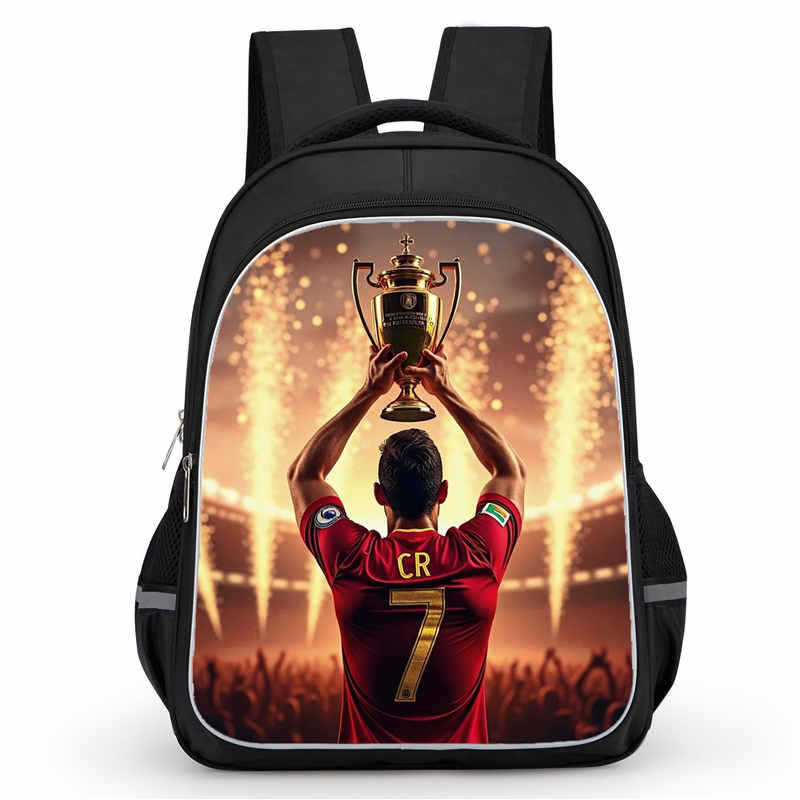 Cr7 Rucksack Hochauflösender Druck Große Kapazität Multifunktion Reißverschluss Oxford Rückenschutz Leichter Rucksack
