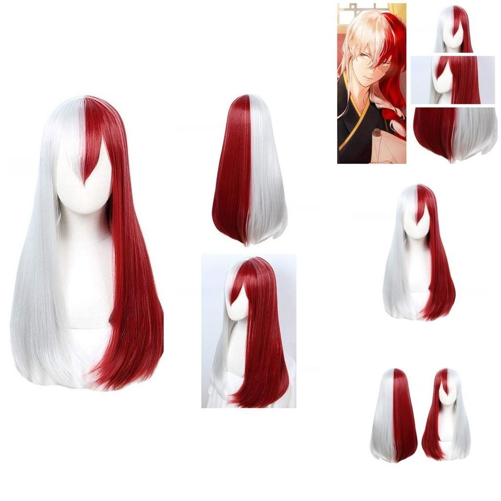 My Hero Academia Cosplay-Perücke für Todoroki- und Bakugo-Fans, 65 cm lang, rot-weiß