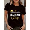 Graduation Season Themed Print Round Neck T-Shirt Short Sleeve Casual Top Spring Summer Women's Clothing
