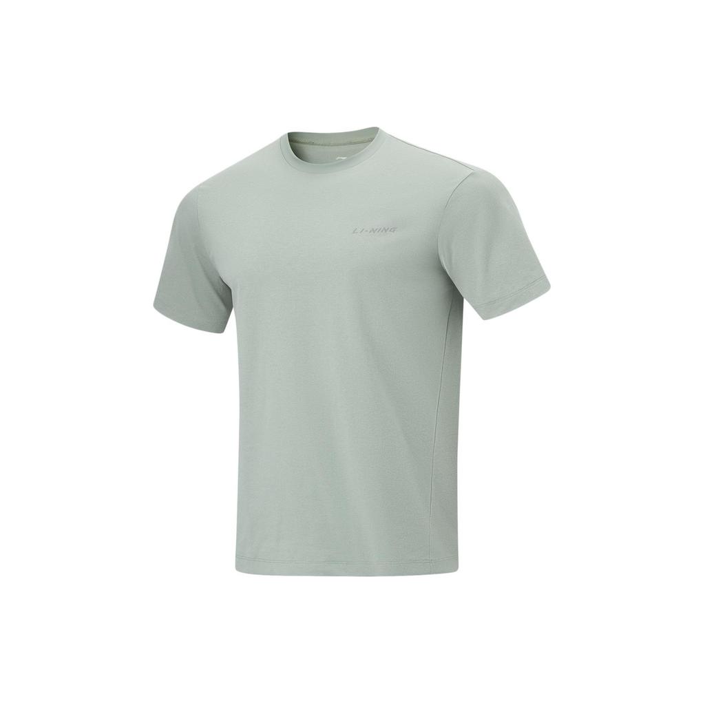 Li Ning Cooling Tea T Quick Dry Casual Round Neck Pullover Reflective Short Sleeve T-Shirt Men Tops Mist-Green ATSU641-2