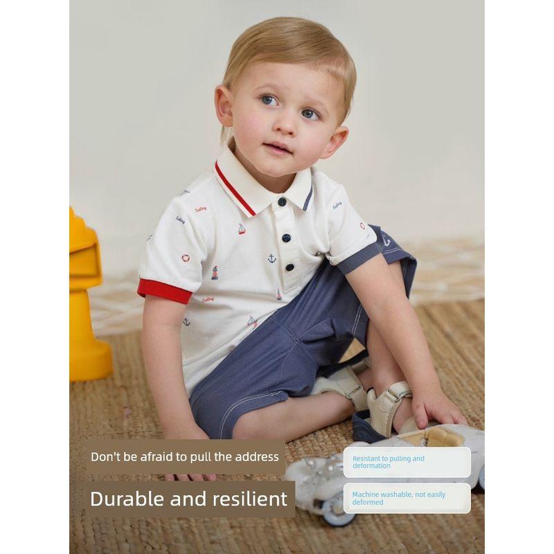David Bella Kidsren's Five-Quarter Pants Suit 2026 Boys' Short-Sleeved Polo Shirt Two-Piece Set Baby Boy New Summer Clothing
