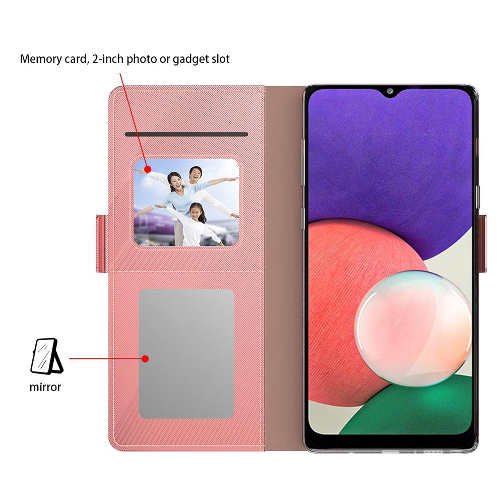 

For Samsung Galaxy A15 5G/A15 4G PU Leather Case Stand Phone Cover with Mirror Rose Gold